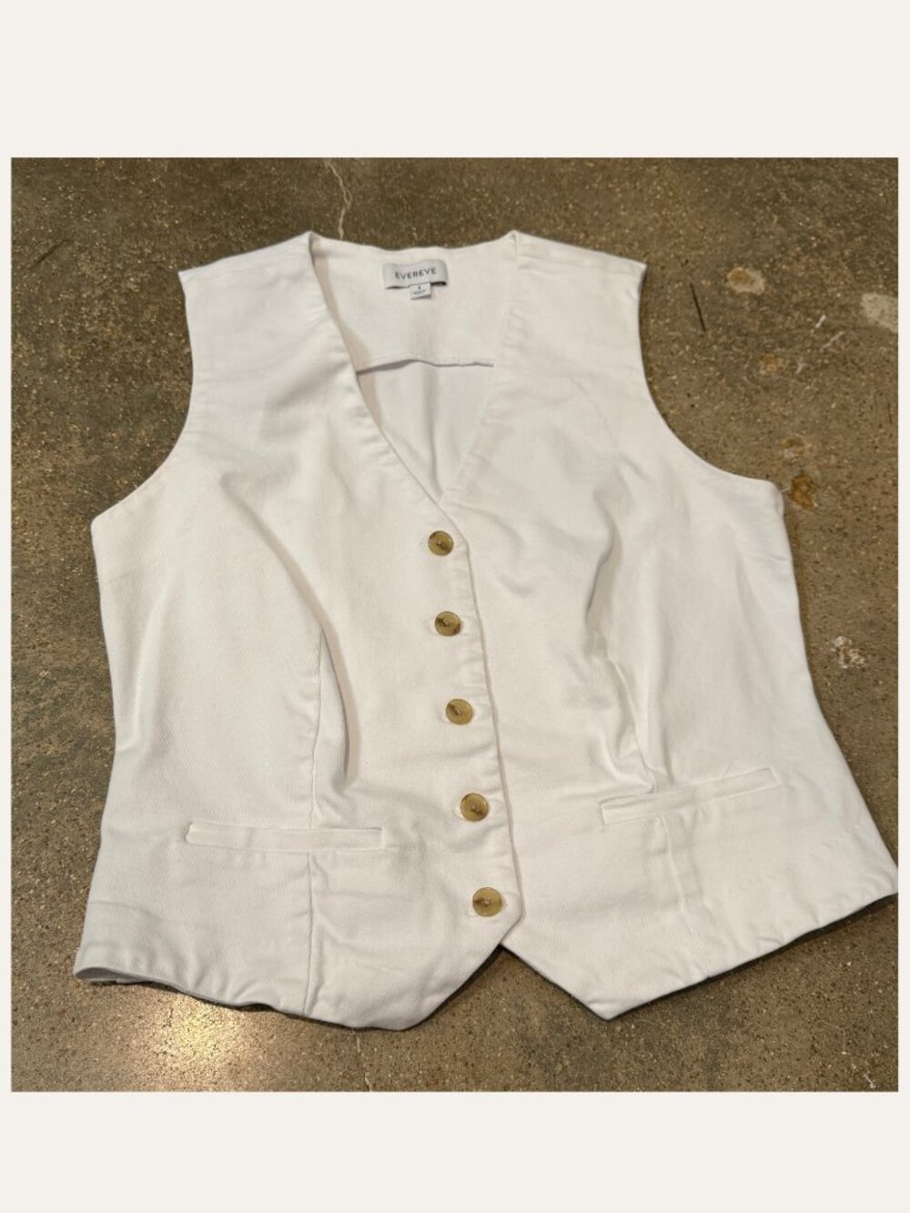 Evereve White Vest Top Small Button Front Sleeveless Tailored Top